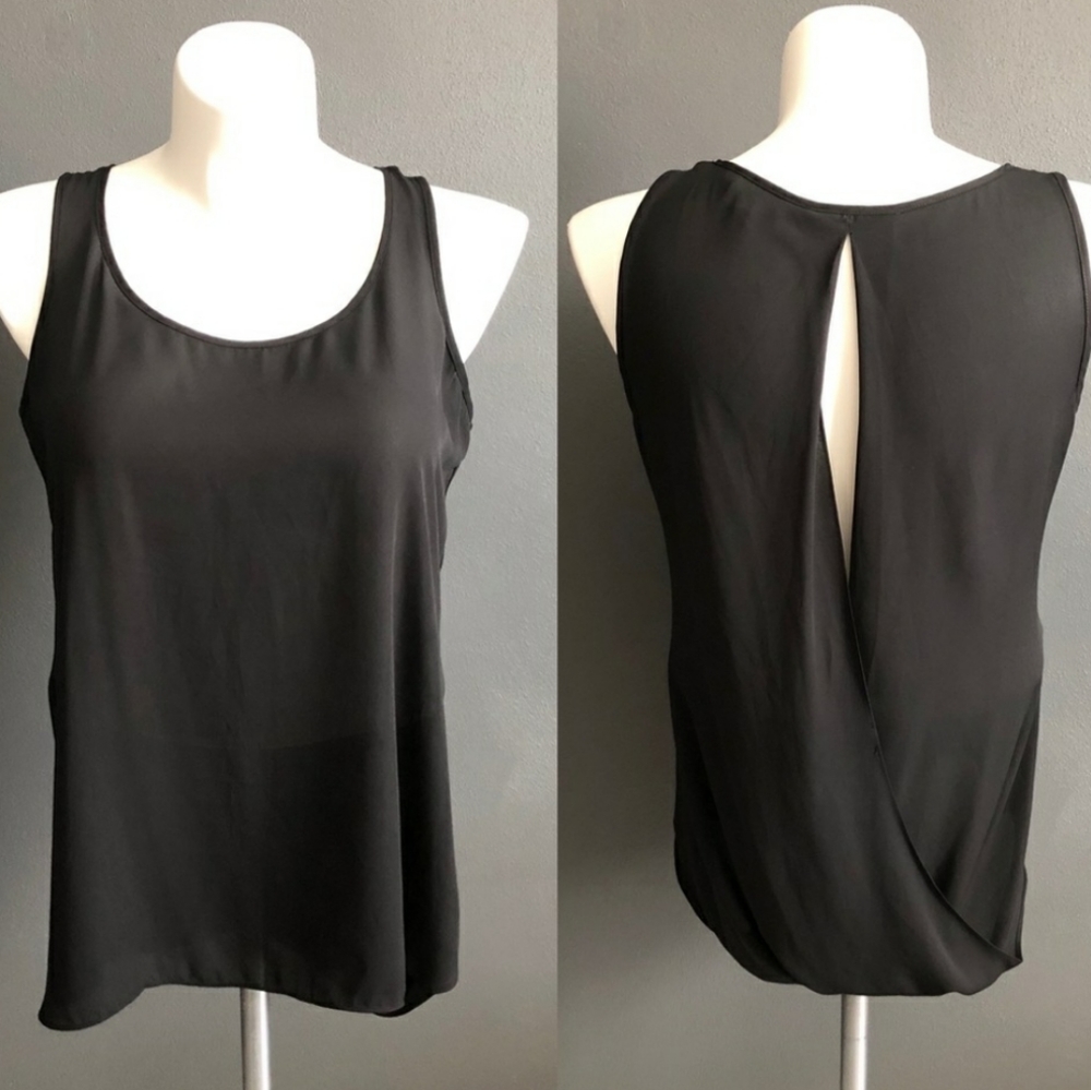 Express Black Sheer Sleeveless Open Back Tank Top